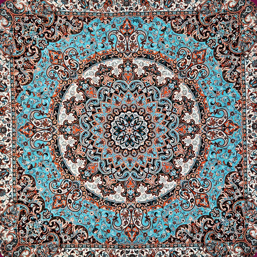رومیزی ترمه اساطیر سبز آبی