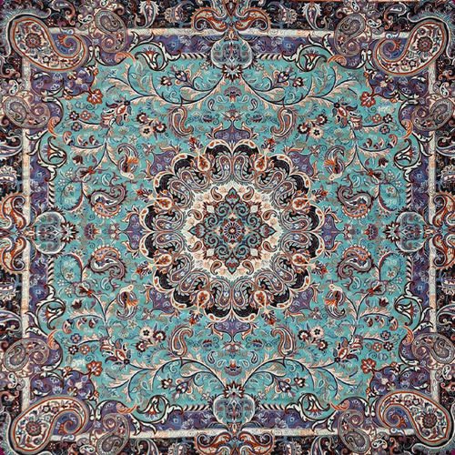 رومیزی ترمه مارال سبز آبی یاسی