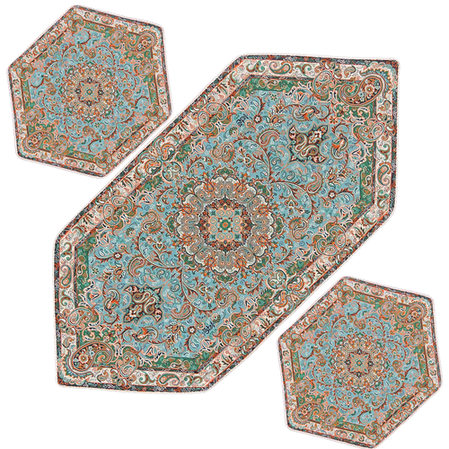 ست سه تکه ترمه مارال سبز آبی
