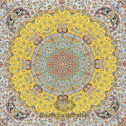 رومیزی ترمه طرح مهستان زرد