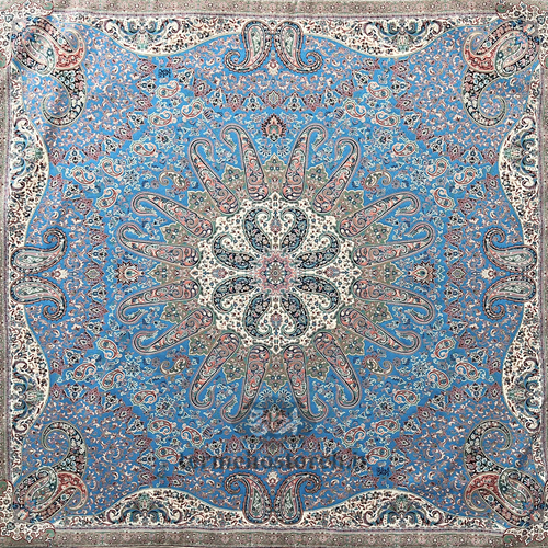 رومیزی ترمه طرح میترا آبی درباری