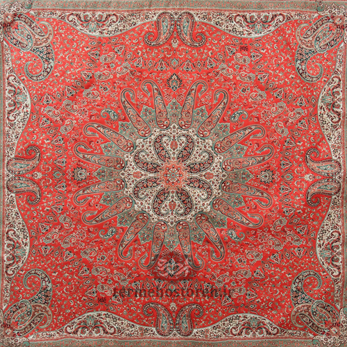رومیزی ترمه طرح میترا قرمز سبز